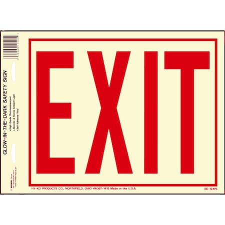 Exit (6In Letters) Photoluminescent Sign 8 X 10, 10PK